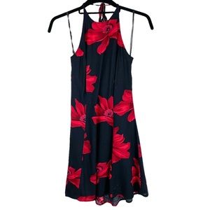 Vintage Y2K Floral Mini Dress Halter Neck Open Back Sz XS/S